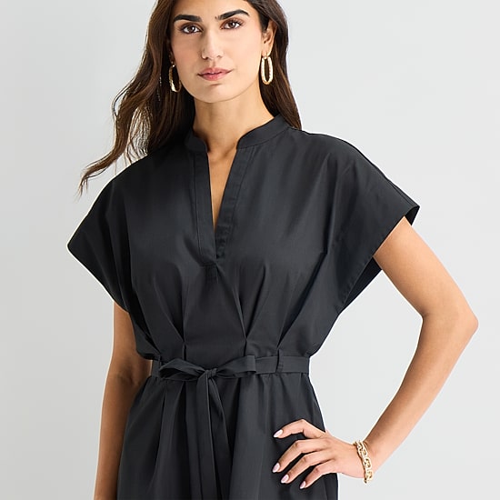 Isabel & Nina Womens Notch Neck Short Sleeve Shift Dress