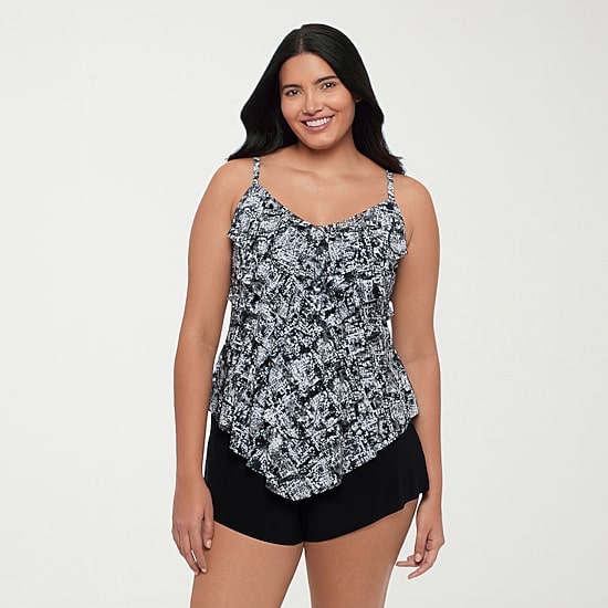 Trimshaper Womens Animal Print Animal Tankini Swimsuit Top