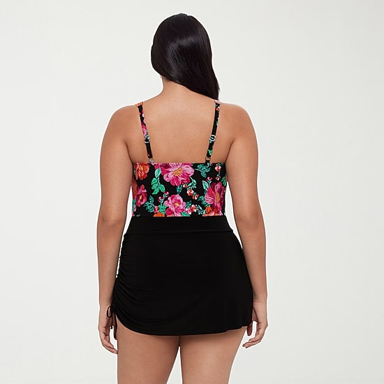 Trimshaper Womens Floral Swim Dress