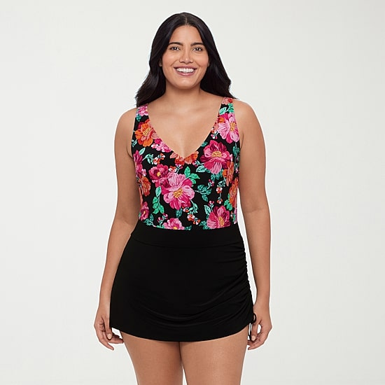 Trimshaper Womens Floral Swim Dress