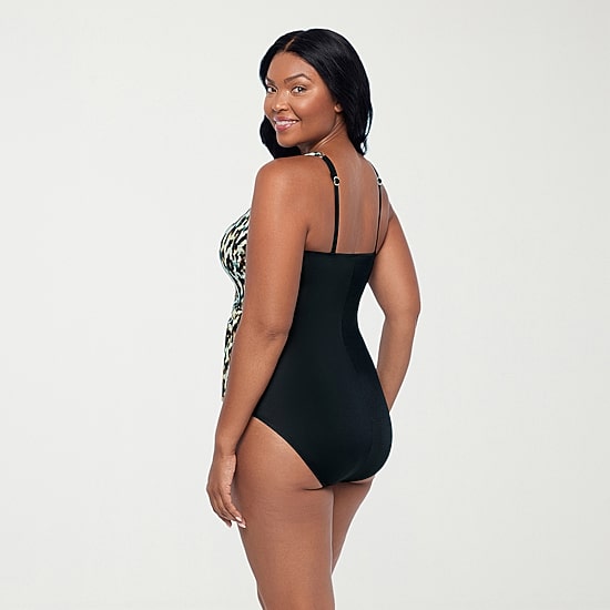 Trimshaper Womens Animal Print Leopard Full Coverage One Piece Swimsuit