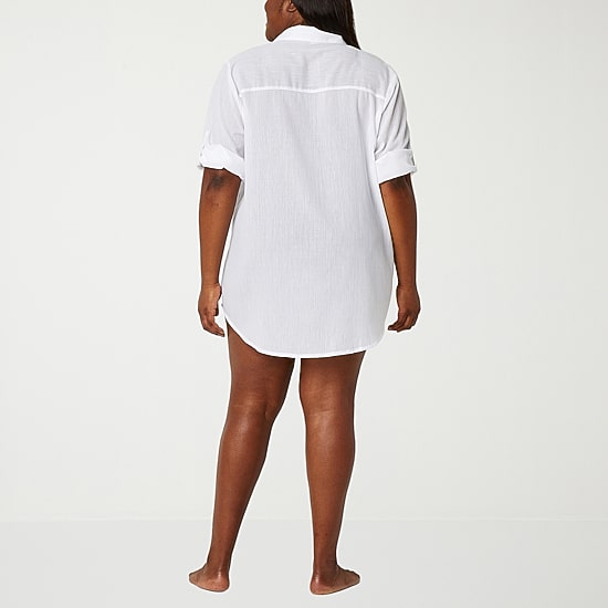 Sonnet Shores Womens Plus Dress Swimsuit Cover-Up