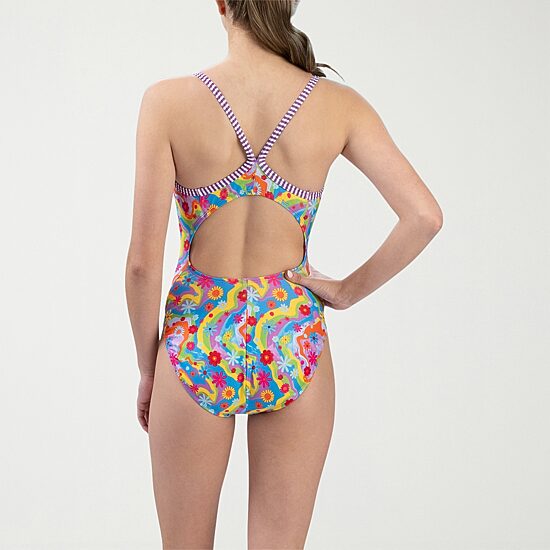 Dolfin Womens Tie Dye Juniors Plus Moderate Coverage One Piece Swimsuit