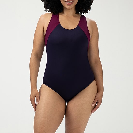Dolfin Womens Panel Moderate Coverage One Piece Swimsuit
