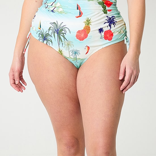 Outdoor Oasis Womens Plus Moderate Coverage Hipster Bikini Swimsuit Bottom