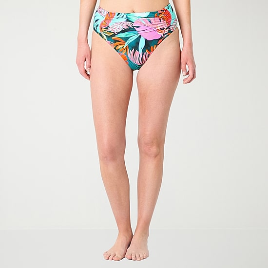 Mynah Womens Lined Moderate Coverage High Waist Bikini Swimsuit Bottom