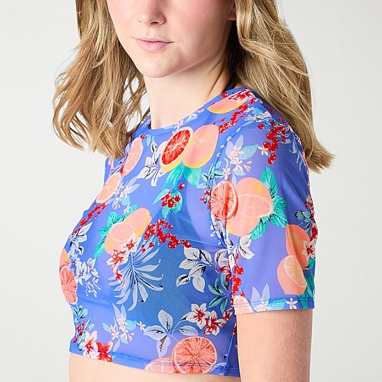 Decree Floral Swimsuit Cover-Up Tops Juniors