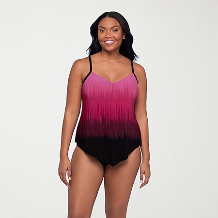 Trimshaper Womens Tie-Dye Tie Dye Tankini Swimsuit Top, Color: Rip