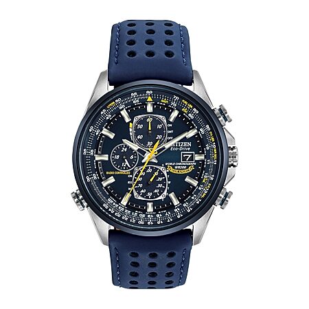 Citizen Mens Chronograph Blue Leather Strap Watch Cb5918-02l