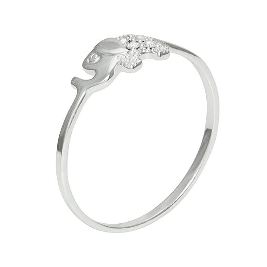 Itsy Bitsy Elephant Womens Crystal Sterling Silver Delicate Band