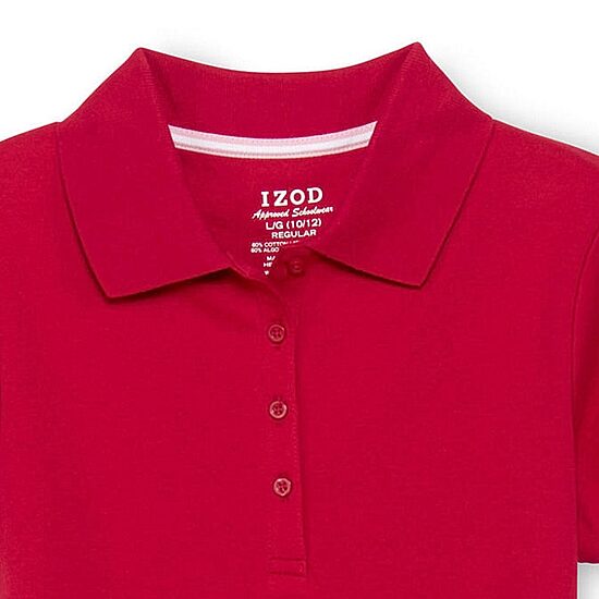 Izod Exclusive Big Kid Girls Round Neck Short Sleeve Regular Fit Polo Shirt