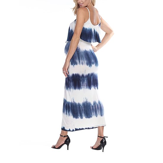 White Mark Malea Womens Maternity Scoop Neck Sleeveless Tie-Dye Maxi Dress