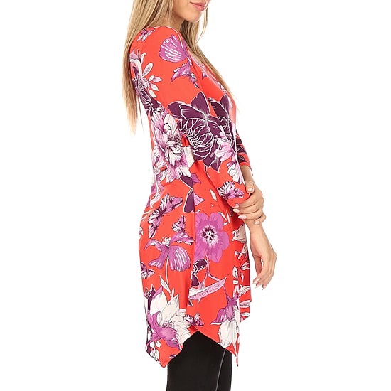 White Mark Womens Scoop Neck 3/4 Sleeve Tunic Top