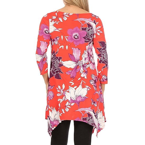 White Mark Womens Scoop Neck 3/4 Sleeve Tunic Top
