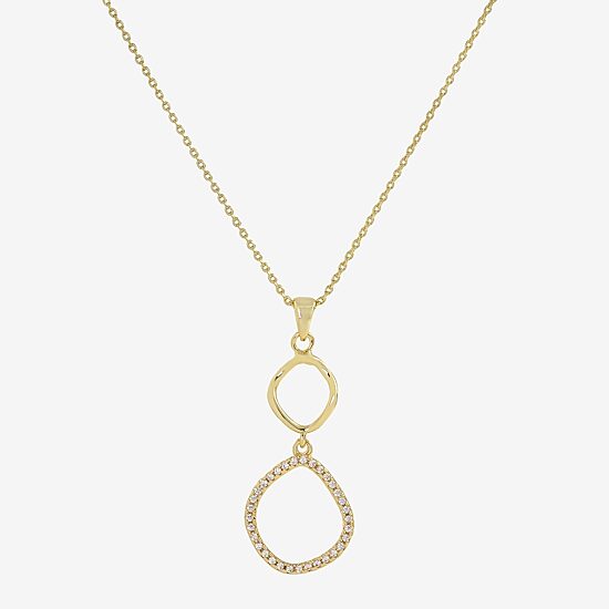 Sparkle Allure Womens Cubic Zirconia 14K Gold Over Brass 16 Inch Pendant Necklace