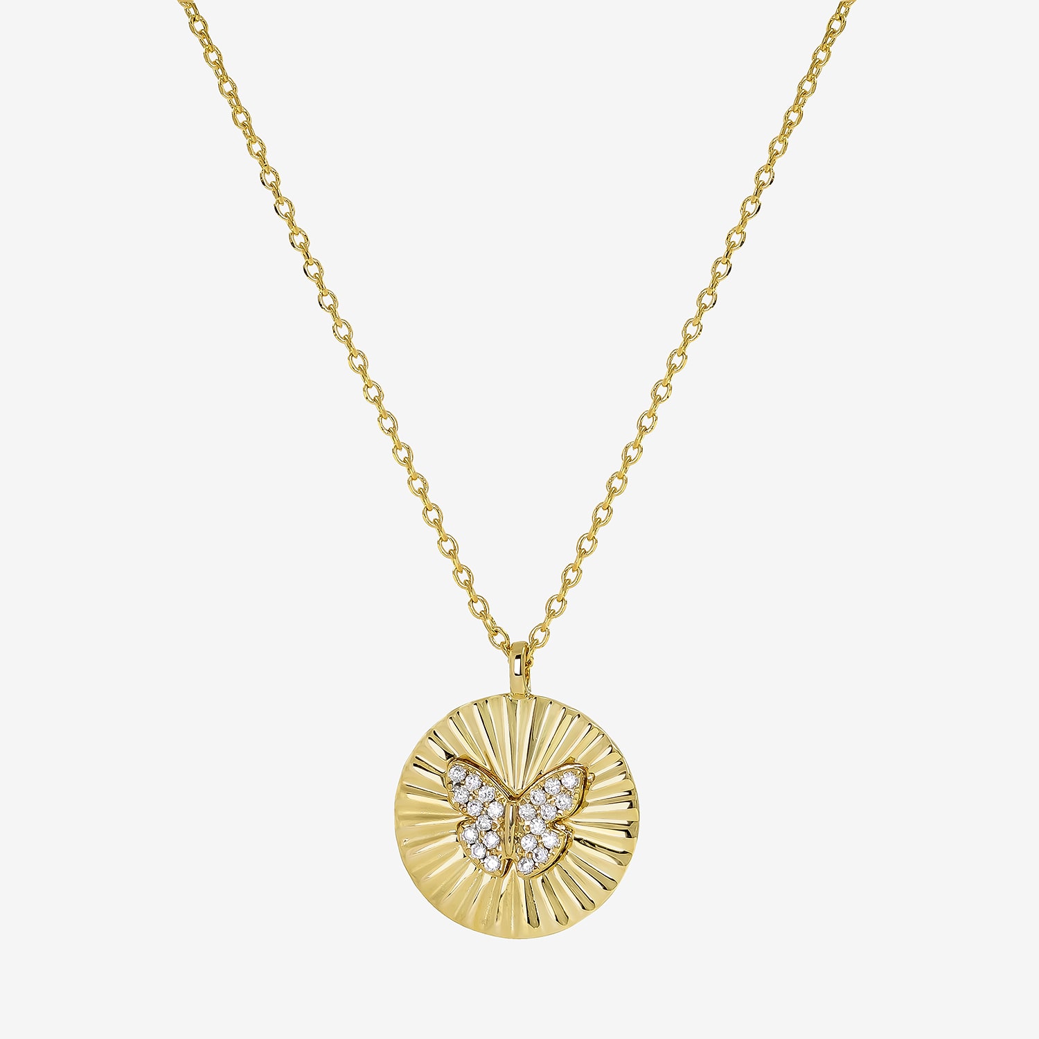 Sparkle Allure Womens Cubic Zirconia 14K Gold Over Brass Butterfly Round 16 Inch Pendant Necklace