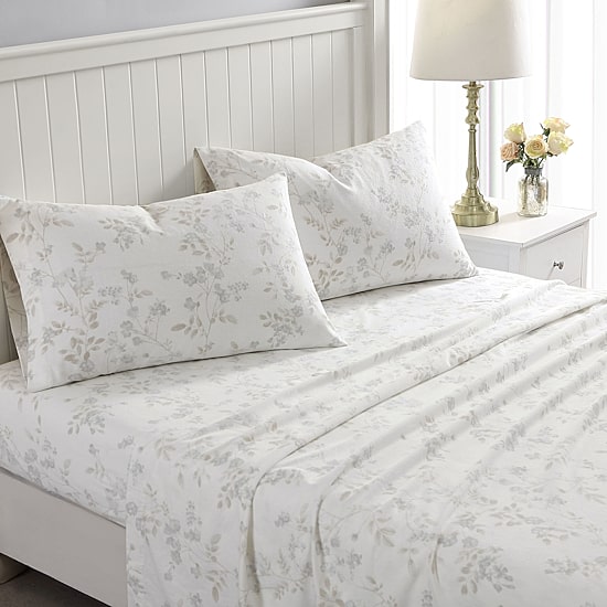 Laura Ashley 100% Cotton Brushed Flannel Deep Pocket Sheet Set