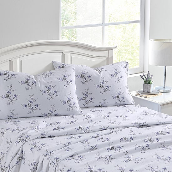 Laura Ashley 100% Cotton Brushed Flannel Deep Pocket Sheet Set