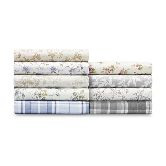 Laura Ashley 100% Cotton Brushed Flannel Deep Pocket Sheet Set