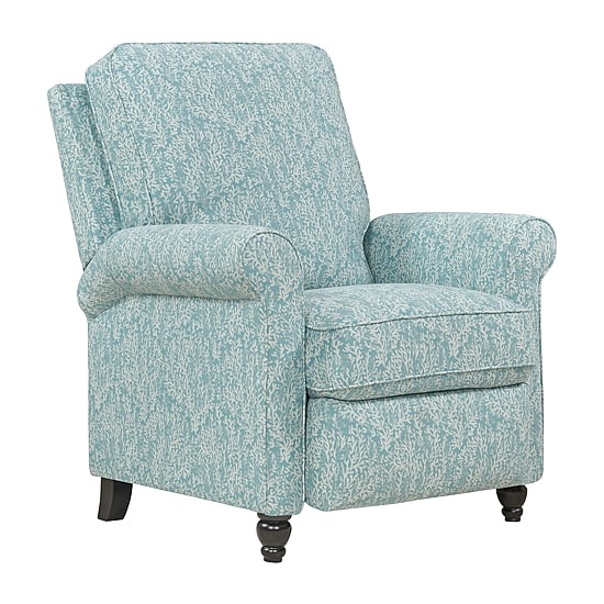 ProLounger Keaton Transitional Roll-Arm Push Back Recliner in Coral Print Fabric