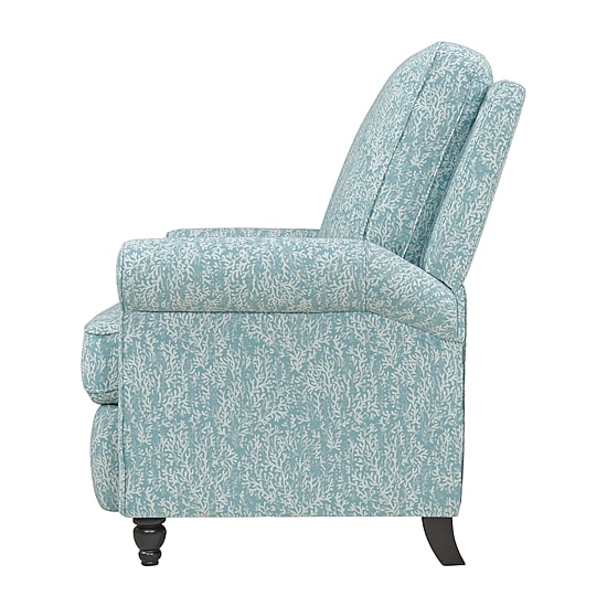 ProLounger Keaton Transitional Roll-Arm Push Back Recliner in Coral Print Fabric