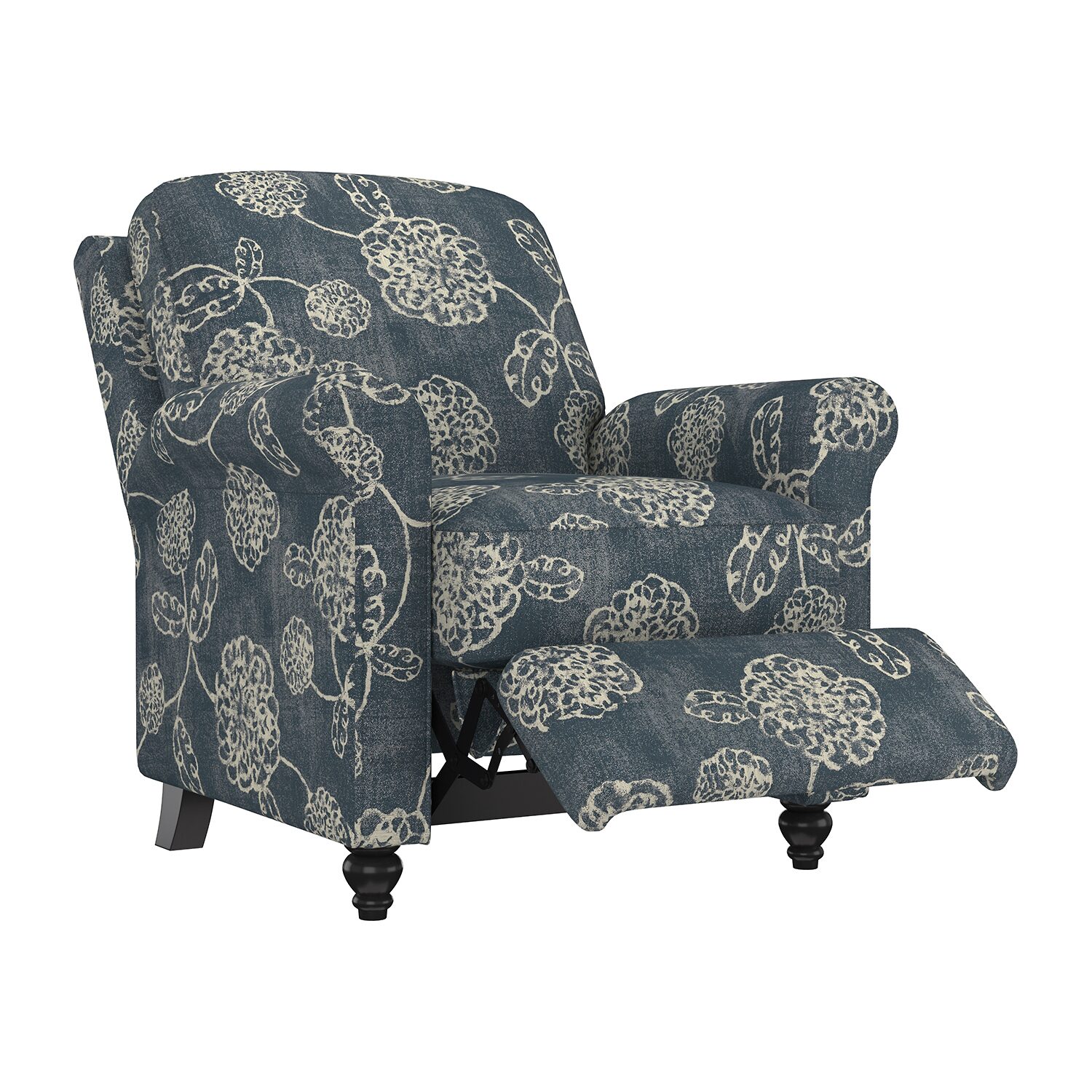 ProLounger Keaton Transitional Roll-Arm Push Back Recliner Floral Fabric