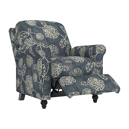 ProLounger Keaton Transitional Roll-Arm Push Back Recliner in Floral Fabric