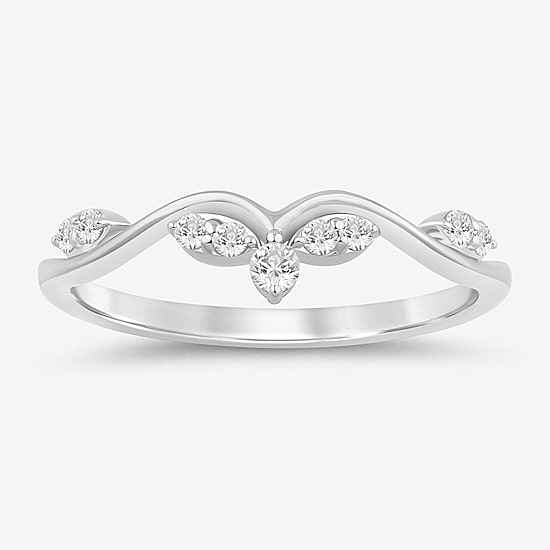 (I / Si2) Womens 1/6 CT. T.W. Lab Grown White Diamond 10K Gold Wedding Band