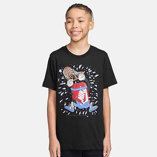 Nike Club Big Kid Unisex Crew Neck Short Sleeve Regular Fit Graphic T-Shirt, Large, Black