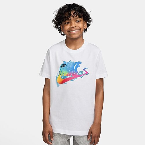 Nike Club Big Kid Unisex Crew Neck Short Sleeve Regular Fit Graphic T-Shirt, Large, White