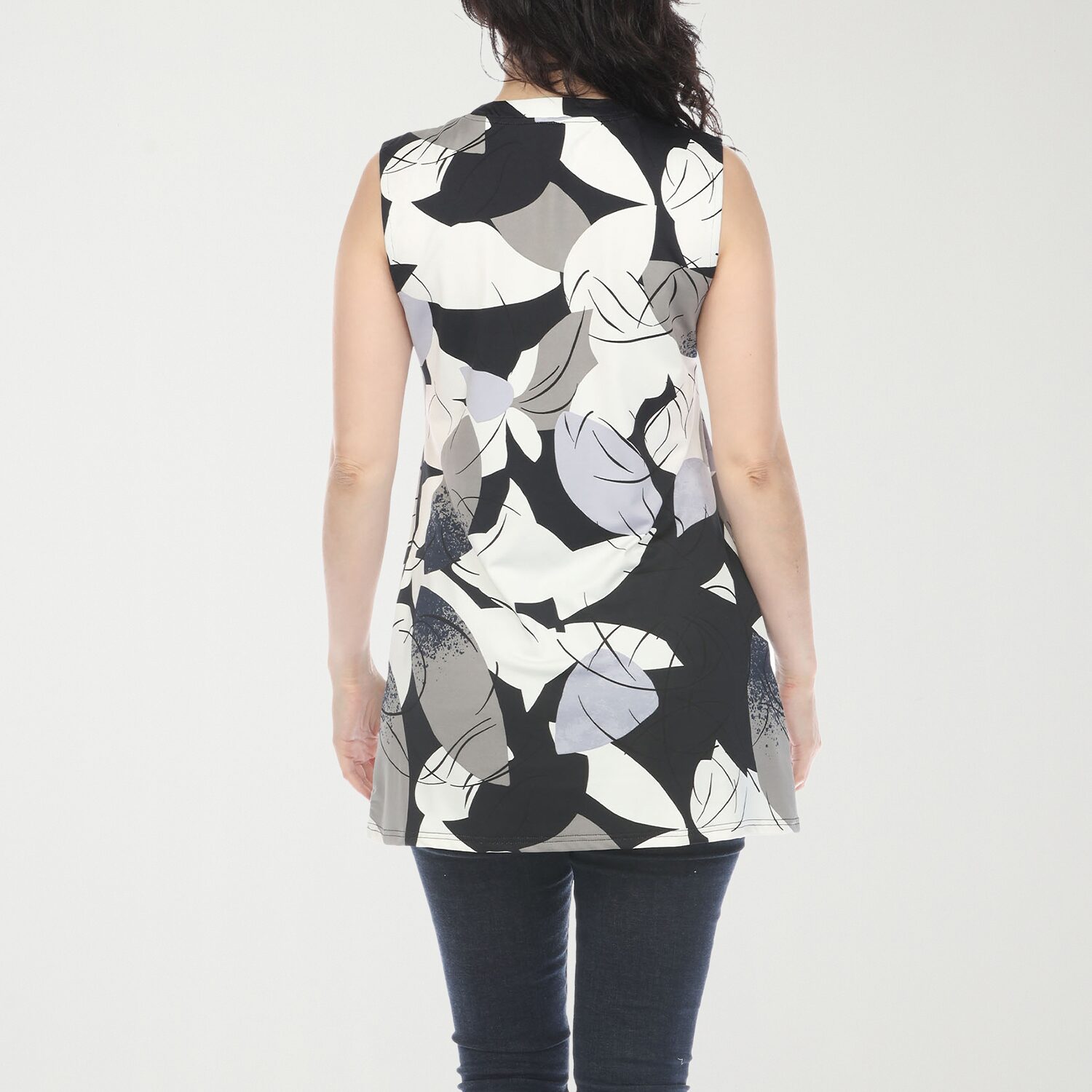 White Mark Womens Crew Neck Sleeveless Tunic Top