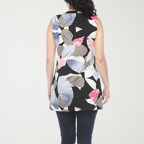 White Mark Womens Crew Neck Sleeveless Tunic Top