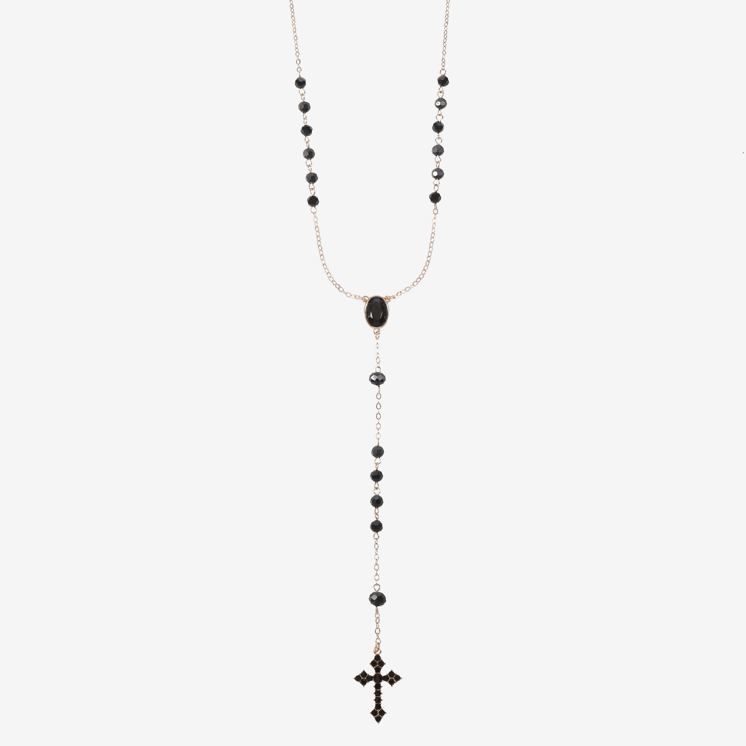 Bijoux Bar Gold Tone Womens Black Glass 24 Inch Y Necklace