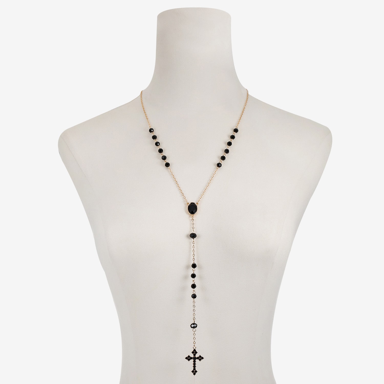 Bijoux Bar Gold Tone Womens Black Glass 24 Inch Y Necklace