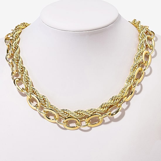 Bold Elements Gold Tone Womens 24 Inch Link Chain Necklace