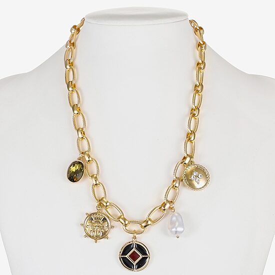Liz Claiborne Gold Tone Nautical Charm Womens 17 Inch Collar Necklace