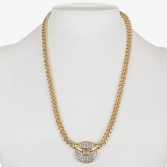 Monet Jewelry Gold Tone Pave Womens Glass 17 Inch Pendant Necklace