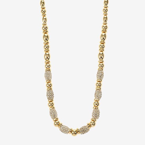 Monet Jewelry Gold Tone Pave Bead Womens 17 Inch Collar Necklace