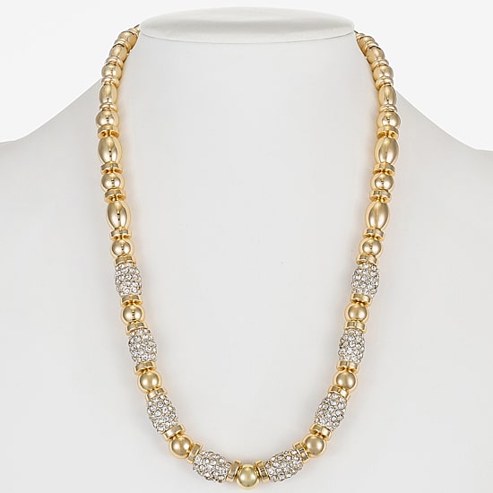 Monet Jewelry Gold Tone Pave Bead Womens 17 Inch Collar Necklace