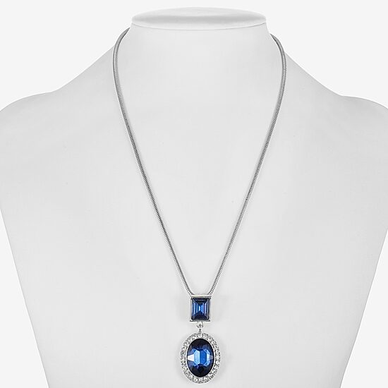 Monet Jewelry Halo Womens Glass Oval 17 Inch Pendant Necklace