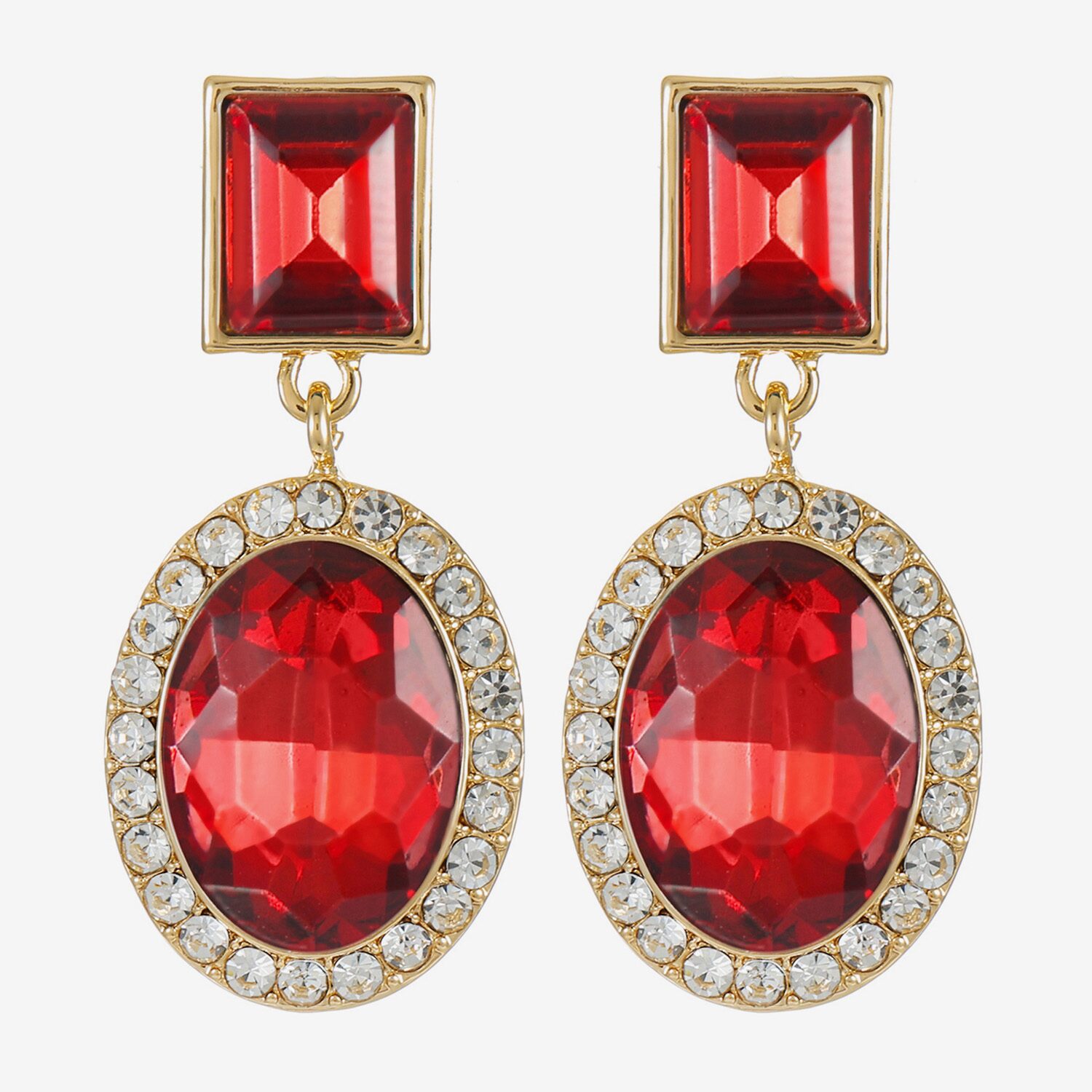Monet Jewelry Halo Womens Glass Oval Hypoallergenic Drop Earrings