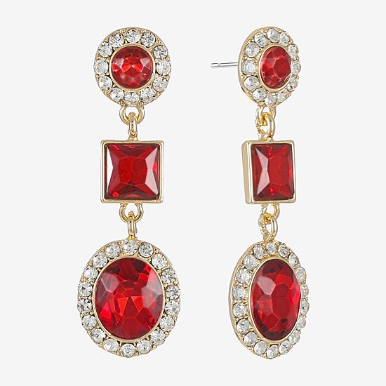Monet Jewelry Halo Womens Glass Oval Hypoallergenic Drop Earrings