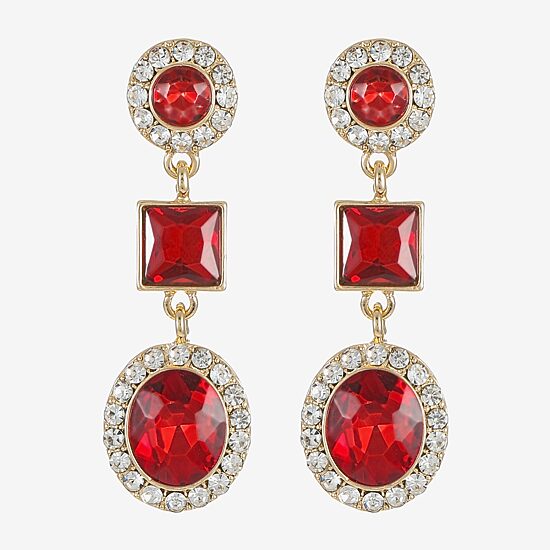 Monet Jewelry Halo Womens Glass Oval Hypoallergenic Drop Earrings