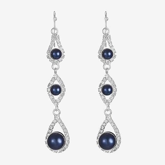 Monet Jewelry Timeless Linear Womens Simulated Pearl Round Drop Earrings