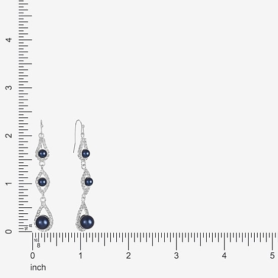 Monet Jewelry Timeless Linear Womens Simulated Pearl Round Drop Earrings