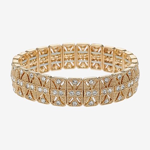 Monet Jewelry Timeless Gold Tone Womens Glass Stretch Bracelet, One Size, Yellow