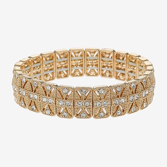 Monet Jewelry Timeless Gold Tone Womens Glass Stretch Bracelet