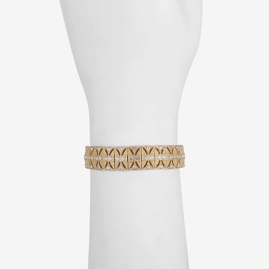 Monet Jewelry Timeless Gold Tone Womens Glass Stretch Bracelet