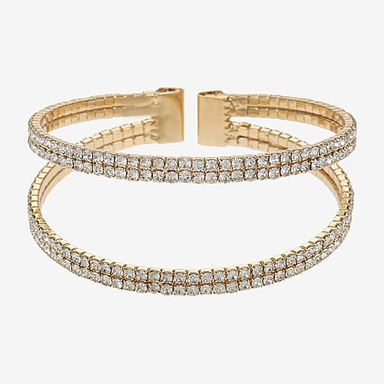 Monet Jewelry Timeless Gold Tone Womens Glass Cuff Bracelet