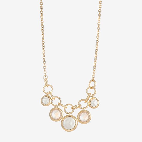 Liz Claiborne Gold Tone Frontal Womens 17 Inch Collar Necklace
